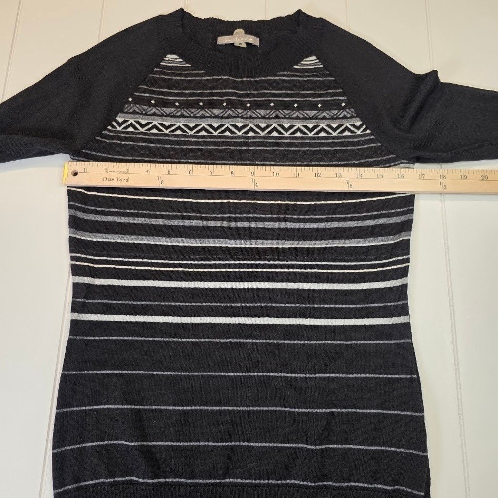 Smartwool Womens M Sweater Black Merino Wool Fair Isle Striped SW010039 - Picture 8 of 10
